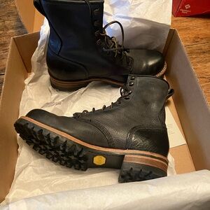 Frye Black Leather Men's Lace-Up Boots